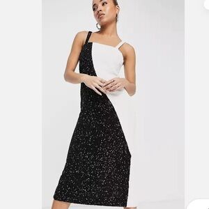 & Other Stories Black and White Sequin Mini Dress